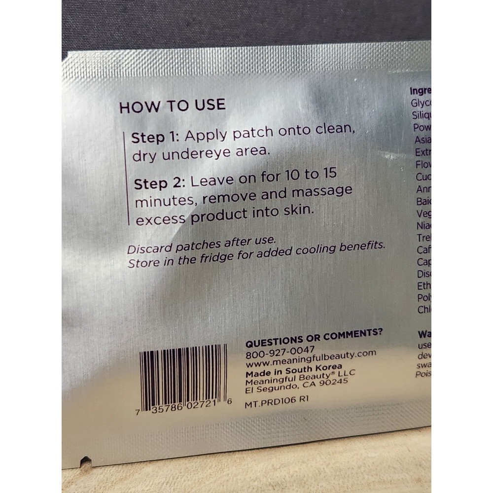 Meaningful Beauty Revive‎ & Brighten Under Eye Masque Cindy Crawford Sealed - Picture 4 of 5